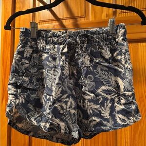 Blue and White Cargo Shorts with Elastic Waistband